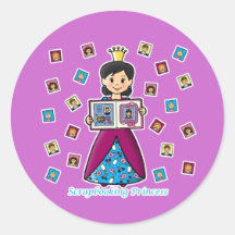 Scrapbooking Princess Round Sticker