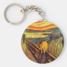Scream by Munch ~ screaming man w red orange sky Key Chains