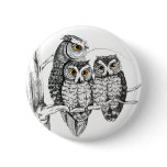 Screech Owl Family Button