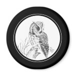 Screech Owl Magnet in pencil