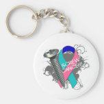 Screw Cancer - Grunge Thyroid Cancer keychains