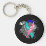 Screw Cancer - Grunge Thyroid Cancer keychains