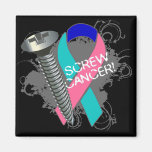 Screw Cancer - Grunge Thyroid Cancer magnets