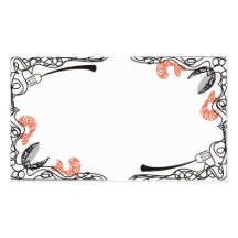 Scribble oysters shrimp seafood forks catering par business card