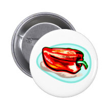 Scribbled red pepper on blue circle buttons