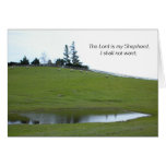 Scripture Card, 23rd Psalm. Sheep Grazing on Hill