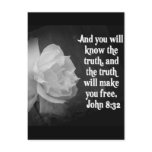SCRIPTURE John 8:32  Black / White Flowers postcards