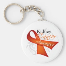 Scroll Orange Ribbon Kidney Cancer Awareness Keychains