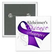 Scroll Ribbon - Alzheimer's Disease Awareness Buttons
