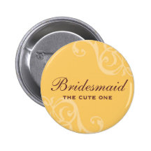 Scroll yellow wedding name tag badge pin button