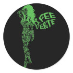 Scrolled La Fee Verte Round Sticker