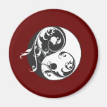 Scrolling Yin & Yang (black) Fridge Magnets