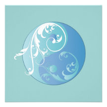 Scrolling Yin & Yang (Earth blues) Invitation