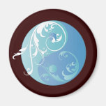 Scrolling Yin & Yang (Earth blues) Refrigerator Magnet