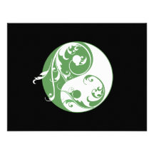 Scrolling Yin & Yang (green) Custom Invitation