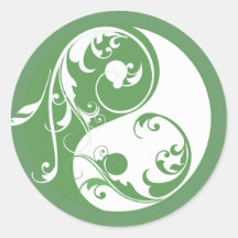 Scrolling Yin & Yang (green) Stickers