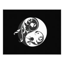 Scrolling Yin Yang Symbol (black) Custom Invitations