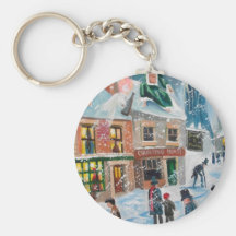 Scrooge A Christmas Carol winter snow scene ghosts Keychains