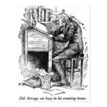 Scrooge at His Desk (with text) Postcards