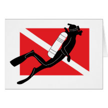 SCUBA Dive Flag With Male SCUBA Diver Greeting Cards