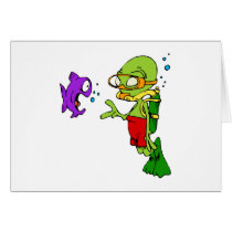 Scuba Diving Alien Greeting Cards