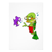 Scuba Diving Alien Invitations