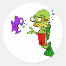 Scuba Diving Alien Stickers