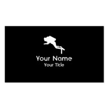 Scuba Diving black white custom business cards
