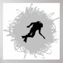 Scuba Diving Scribble Style posters