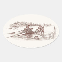 Sculling Frogs Oval Sticker
