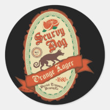 Scurvy Dog Orange Lager Round Sticker