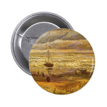 Sea at Scheveningen by van Gogh, Vintage Fine Art Pinback Button