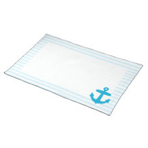 Sea Blue Anchor and baby blue Sailor Stripes Placemat