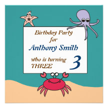 Sea Creatures Birthday Invitation
