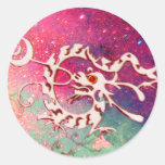 SEA DRAGON 2 ,pink green blue Round Stickers