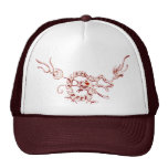 SEA DRAGON RUBY, black and white red Mesh Hats