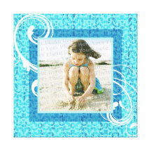 Sea Green Beach Vacation Memories Photo Frame Stretched Canvas Print