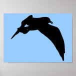 Sea Gull Silhouette Painting in black poster