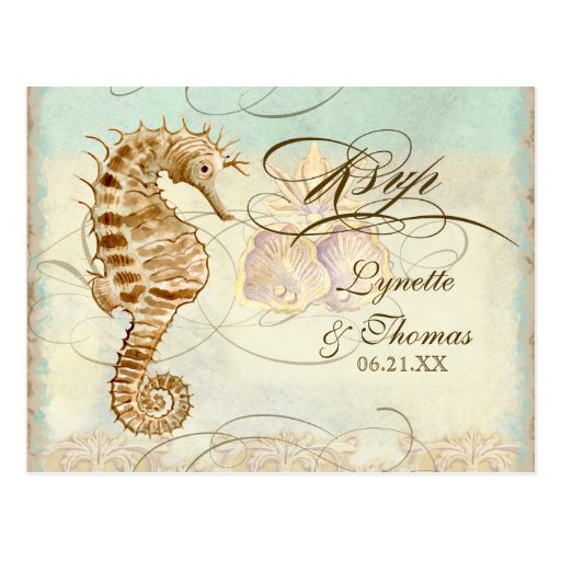 Sea Horse Coastal Beach - RSVP Response Postcard
