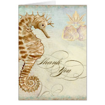 Sea Horse Coastal Beach - Thank You Note Cards