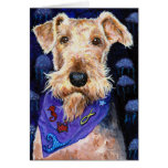 Sea Ocean Beach Airedale Terrier dog original imag Greeting Cards