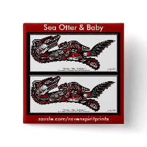 SEA OTTER & BABY (Haida Styled) Gift Range Buttons