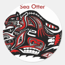 SEA OTTER & BABY (Haida Styled) Gift Range Stickers