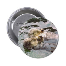 Sea Otters Holding Hands Pin