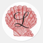 Sea Shell Monogram Initial L Wedding Stickers