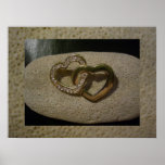 Sea stone and entwined love hearts posters