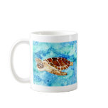 sea turtle marine sealife watercolor painting mugs