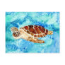 sea turtle marine sealife watercolor painting post card