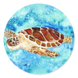 sea turtle marine sealife watercolor painting stickers