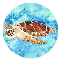 sea turtle marine sealife watercolor painting